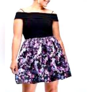- Plus Size Dresses Off The Shoulder Floral Mini Skirt Dress Plus Size 16